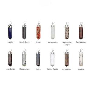 Beaux pendentifs en cristal d'agate de Muntaha faits à la main conceptions de crayon de balle en gros pierre de palmier avec des exportations de pierres précieuses d'angélite - Product Image 2