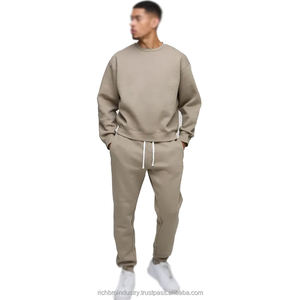 ชุดวอร์มเฮฟวี่เวทของผู้ชายผ้าฝ้ายมีฮู้ด2ชิ้นกางเกงวอร์มทรงหลวม400GSM 300GSM ออกแบบได้ตามต้องการ - Product Image 1