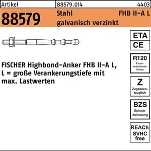 สำหรับ Fischer Highbond Anchor R 88579 M8x60/10 เหล็ก-10 ชิ้น - Product Image 1