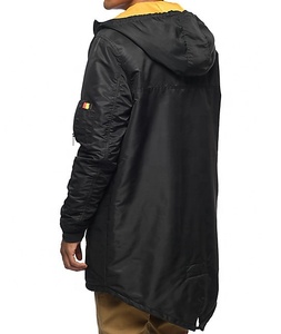 <b>Men's</b> <b>Black</b> Hooded Stand Waterproof Canvas <b>Windbreaker</b> Jacket Regular Casual Zipper Closure Eco-Friendly Quick Dry Front Logo - Product Image 2