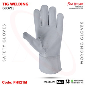 Gants de travail industriels de sécurité de soudage Tig blancs les plus vendus Keystone Thumb Styled sans doublure en cuir de chèvre de qualité supérieure - Product Image 4