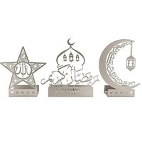 Elegantes Portavelas de Té en Forma de Luna, de Hierro Dorado, sin Llama, Ecológicos, Diseño Moderno, Hechos a Mano, para Ramadán