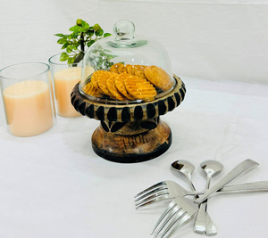 <b>Cake</b> <b>Stand</b> with <b>Dome</b> Lid Elegant Curved Footed Wooden <b>Cake</b> Holder Round Covered <b>Cake</b> <b>Stand</b> Versatile Glass <b>Dome</b> for Decorating - Product Image 2