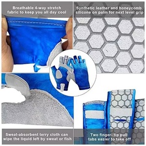 Gants de pêche sportive sans doigts respirants de camouflage sur mesure 50 Protection solaire pour la voile Wader Style-Doux Confortable - Product Image 2