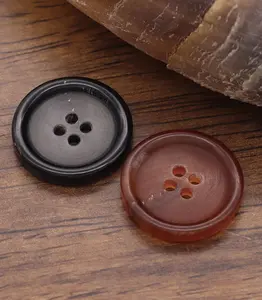 Botones de cuerno de búfalo marrón de costura con reverso plano de 4 agujeros de moda personalizada, botones en blanco de cuerno de búfalo real ecológicos, cuentas para camisas - Product Image 3