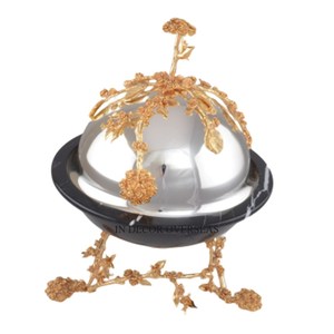 Vente chaude de haute qualité plaqué or Floral Designer chauffe-plats avec acier inoxydable argent brillant poli couvercle supérieur utilisation de restauration - Product Image 2