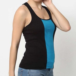 Service OEM ODM de couleur contrastée, fabrication sur mesure, vêtements de sport d'été en coton et polyester de haute qualité, débardeurs pour femmes - Product Image 5