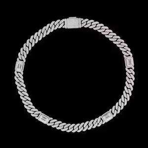 Iced Out 14mm corte redondo VVS Moissanite diamante cadena de eslabones cubanos joyería para hombres 925 plata esterlina - Product Image 3