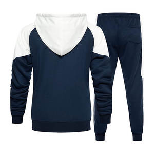 Chándal de hombre de tela suave con puños acanalados con cremallera frontal y pantalones cónicos diseñados para entrenamiento de gimnasia o chándal de viaje - Product Image 3