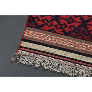 Alfombra Vintage Estilo Runner de 2.5x7.9 pies, Alfombra de Lana con Diseño de Plantas y Árboles en Rojo y Azul - Product Image 3