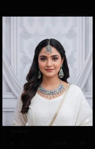 Top demandé à la main Floral oxydé alliage tour de cou et boucles d'oreilles collier ensemble pour les mariées fête de mariage fiançailles à la mode meilleur prix - Product Image 2