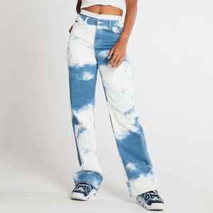 2024 New Hip Hop Tie Dye <b>Jeans</b> Women <b>High</b> <b>Waist</b> Long Stretch Straight <b>Jeans</b> - Product Image 1