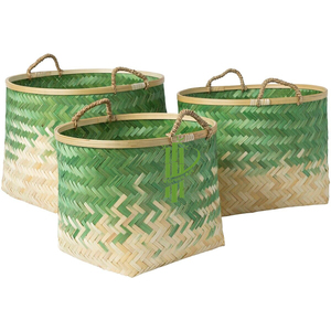 Cestas redondas de almacenamiento de bambú tejidas naturales ecológicas hechas a mano para uso en ropa hechas a mano en Vietnam - Product Image 3