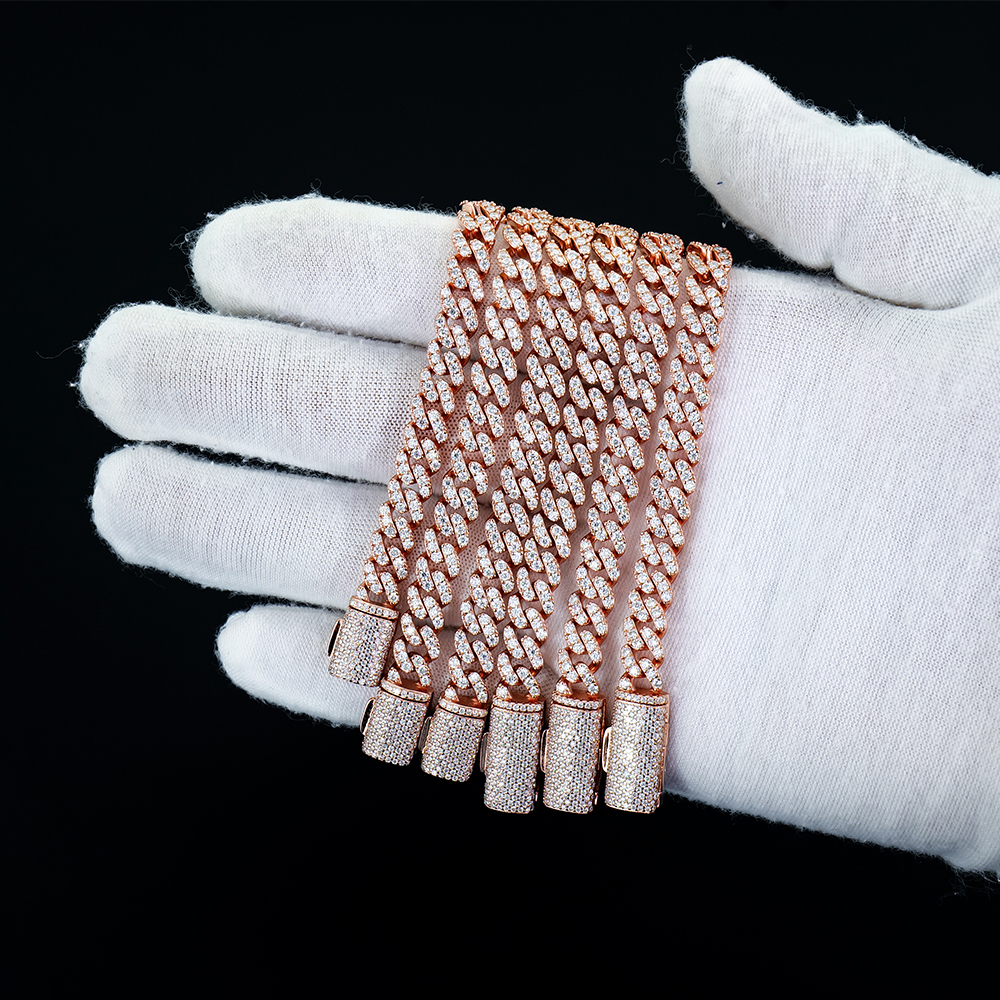 cuban bracelet moissanite rose gold