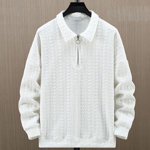 <b>Men's</b> <b>Half</b> <b>Zip</b> <b>Sweatshirt</b> Wholesale Plus Size Solid Color Spring Autumn Custom Turn-Down Collar <b>Sweatshirt</b> for <b>Men</b> - Product Image 1