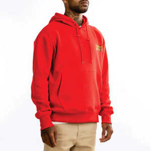 เสื้อฮู้ดดี้ขนแกะเนื้อนุ่มพิเศษสีแดงหรูหรา สกรีนโลโก้ได้ตามต้องการ ระบายอากาศได้ดี เหมาะสำหรับฤดูหนาว สไตล์สตรีทแวร์  ลายกราฟิกด้านหน้าโดดเด่น  ทันสมัย - Product Image 4