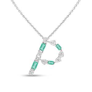 Pendentif en diamant taille émeraude avec perle d'eau douce en or jaune - Product Image 1