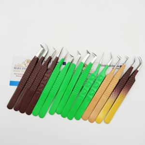 Pinzas para pestañas con punta de fibra con logotipo impreso, pinzas de extensión de pestañas con etiqueta privada personalizada de 45 75 90 grados - Product Image 6