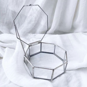 Simple lujo cristal joyería anillo caja venta al por mayor anillo COLLAR COLGANTE pulsera joyería anillo caja para compromiso vidrio Metal caja - Product Image 1