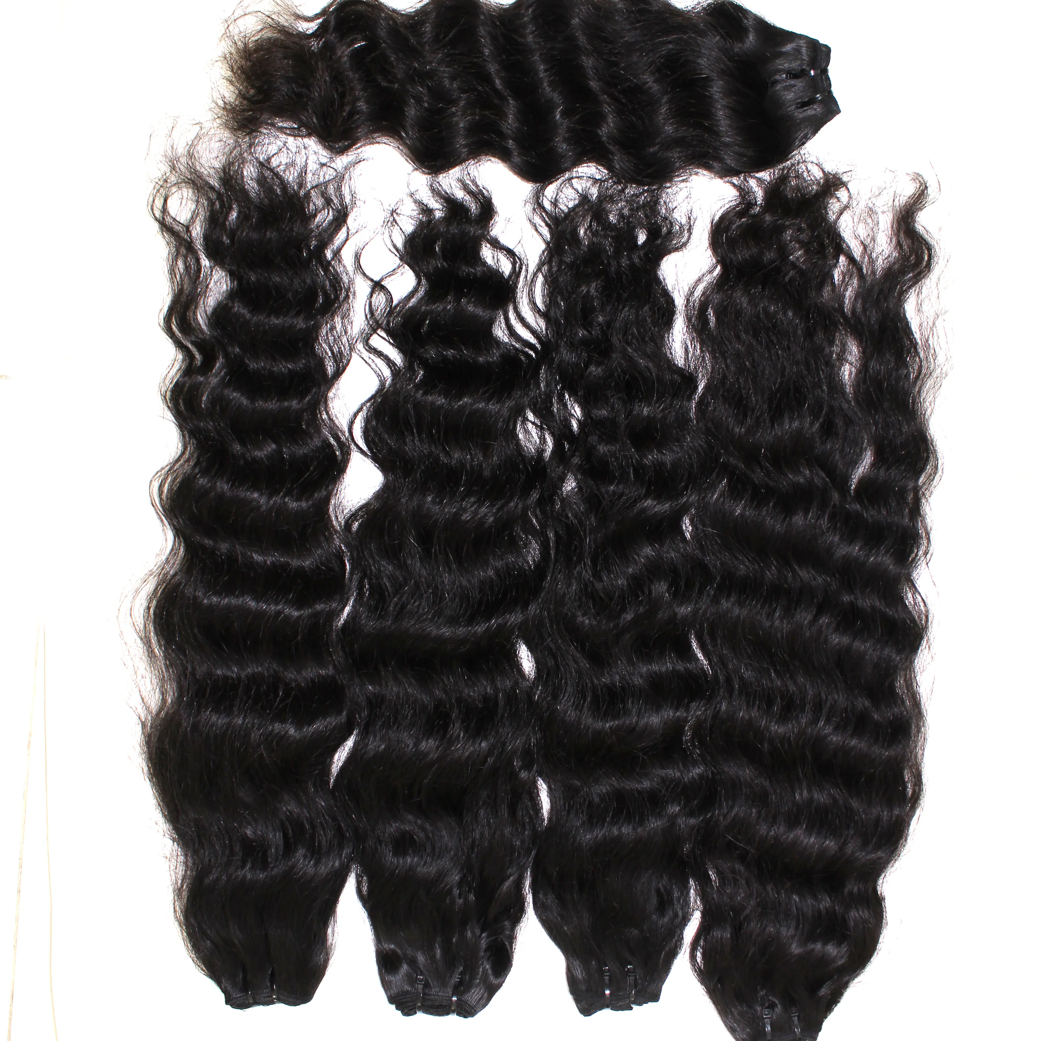 Barato cru cambojano cabelo ondulado duplo desenhado cutícula alinhado cabelo barato encaracolado profunda pele ondulada trama fita extensão do cabelo