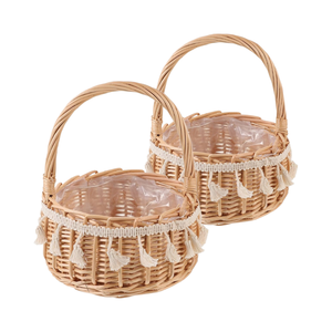 Cesta de mimbre tejida a mano de buena calidad cesta de campo VINTAGE vietnamita cesta de picnic de regalo de huevo de Pascua con asa para todas las salidas - Product Image 1