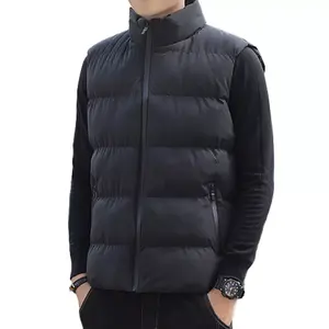 Vêtement d'extérieur coupe-vent d'hiver de haute qualité en gros, veste matelassée rembourrée en duvet, veste sans manches rembourrée pour homme, taille plus - Product Image 2