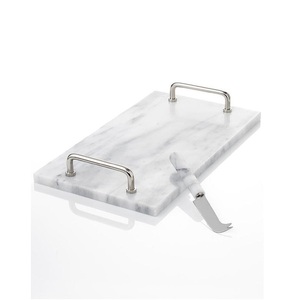 Plateau de service en marbre blanc de qualité supérieure avec taille personnalisée et poignée en métal décoration de table de mariage de vente chaude pour un usage domestique - Product Image 5