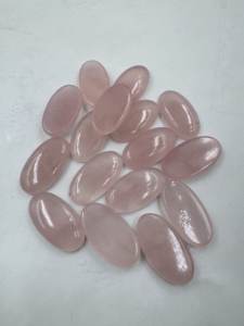 Cabochon de Quartz Rose Rose Naturel de Haute Qualité Pierre Précieuse de Forme Ovale Lisse pour la Fabrication de Bijoux 21x39mm Lot En Gros - Product Image 4