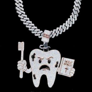 คุณภาพสูงที่กำหนดเองสีขาวทองจี้ป้องกันทันตกรรมเครื่องประดับเพชรเพชรโมอิสเย็นศักดิ์สิทธิ์หวาน - Product Image 1