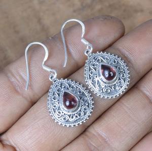 925พลอยทัวร์มาลีนสีแดงดีไซเนอร์ตะขอเกี่ยวอัญมณีเงินแท้เครื่องประดับแฮนด์เมดของขวัญสำหรับต่างหูวันเกิดต่างหูตุ้งติ้ง - Product Image 5