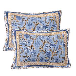 Parure de lit imprimée florale bleu pierre avec drap plat et 2 taies d'oreiller pour lit double, usage domestique (ADB1464) - Product Image 3