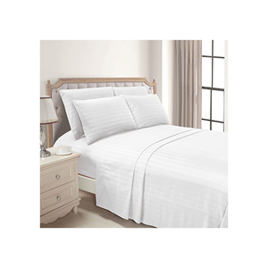 OEM 100% Satin Cotton Fabric Bed Sheet 300TC <b>1</b>\" Stripe Woven Technique for King Size Bedding Set for Home Wedding Hospital Use - Product Image 5