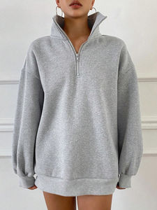 Nuevas sudaderas con capucha de moda para mujer, sudaderas con capucha deportivas informales con media cremallera para mujer, sudaderas con capucha de lana - Product Image 2