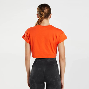 Tops cortos personalizados para mujer, ropa de calle roja pimienta, blusas y camisas recortadas con hombros caídos bordados, estilos cortos informales - Product Image 2