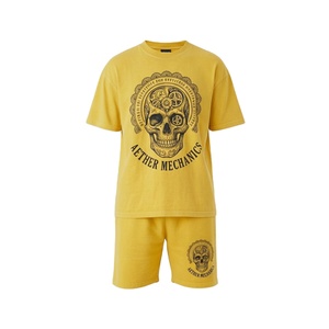 T-shirt personnalisé imprimé DTG pour homme, haute qualité, épaules tombantes, coupe ample, tissu tricoté 100% coton, ensemble de 2 pièces 100% coton - Product Image 1