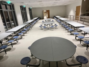 Factory Canteen Furniture School Mobile Dinning Table and Chairs Children Folding Round Stool <strong>Cafeteria</strong> <strong>8</strong> Seats with Casters - Product Image 2