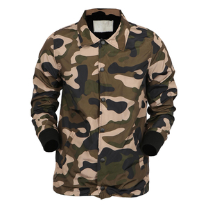 Wholesale <b>Men's</b> Stand Collar Coaches <b>Jackets</b> 100% Nylon Windbreaker Knit <b>Camo</b> Travel Coaches <b>Jackets</b> for Winter Dyed - Product Image 2