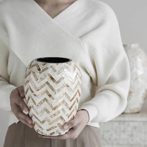 แจกันเก่าแก่หรูหราของตกแต่งบ้าน,แจกันดอกไม้ฝังมุกทำมือสไตล์โอเรียนเต็ลสไตล์จีน - Product Image 4