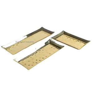 Trending Design Plaqué Or Laiton Maille Plateau De Service Forme Ovale pour Table Ramadan Fruits Secs Dates Plateaux De Service - Product Image 3