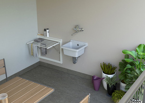 Mongardi Mini Wall Kitchen Basin L40 X W40 X H19 cm PP <b>Resin</b> with Drain and Fixing <b>Kit</b> Made in Italy - Product Image 5