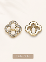 Bouton décoratif en alliage métallique avec strass en forme de trèfle à quatre feuilles pour chemise, pull, tricot, accessoires vestimentaires