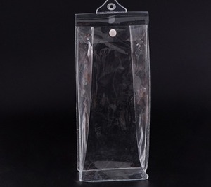 Pochette transparente personnalisée en plastique avec soufflet latéral et fermeture à bouton, emballage étanche pour vêtements, literie et serviettes - Product Image 3