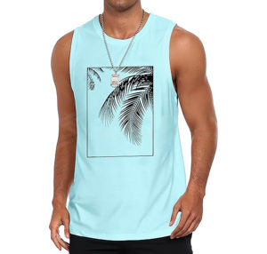 เสื้อแขนกุดลายกราฟิกสำหรับผู้ชายเสื้อออกกำลังกายแขนกุดเสื้อออกกำลังกายยิมชายหาดเสื้อยืดสไตล์ฮาวายต้นมะพร้าว - Product Image 1