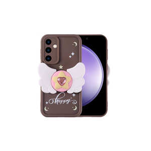 Coque arrière en silicone marron foncé pour Samsung Galaxy S23 FE-MSRA Series avec protection d'appareil photo, motif figurine, styles INS - Modèles C35 9i - Product Image 1