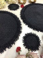 Napperons ronds perlés argentés, brodés à la main, écologiques, luxueux et modernes, pour événements spéciaux et usage domestique