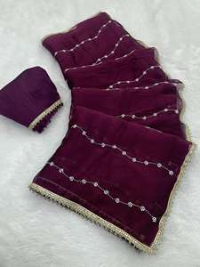 Saris de diseño con bordado de Moti y lentejuelas Venta al por mayor Partywear al por mayor en todo el mundo y barato en el precio - Product Image 5