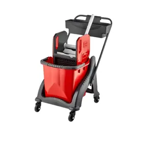 Carro de Limpieza Profesional de Acero Resistente a la Corrosión con un Solo Contenedor, Capacidad de 300 lb, 4 Ruedas, Marca Ceymop - Product Image 2