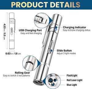 Puntero Láser Qbellpet con 5 Patrones Ajustables, Recargable por USB, Largo Alcance, 3 Modos, Juguete Interactivo para Perros y Gatos - Product Image 3