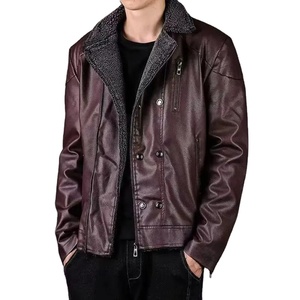 Automne hiver hommes élégant épaissi peau de mouton veste jeune motard à la mode frais décontracté toile col montant nouvelle Collection - Product Image 1