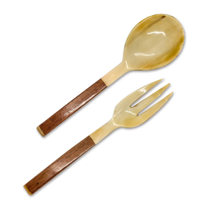 กระบือวัวฮอร์นช้อนเสิร์ฟสลัดด้ามยาวมีดีไซน์แบบดั้งเดิมเครื่องใช้บนโต๊ะอาหารและช้อนรับประทานอาหารค่ำในงานแต่งงาน - Product Image 5